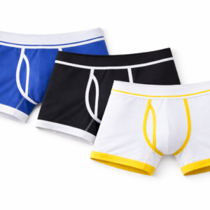 Boxer Briefs in Blau, Schwarz und Weiß mit farbigen Details